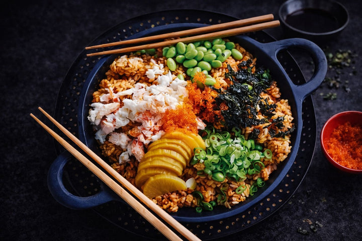 毛豆飞鱼籽蟹肉饭