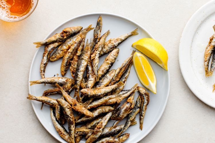 Classic Fried Whitebait on a plate.
