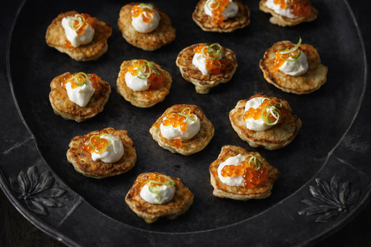 Corn Fritters With Salmon Roe