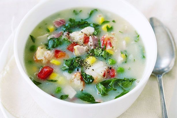 Crab Chowder presented in a bowl.