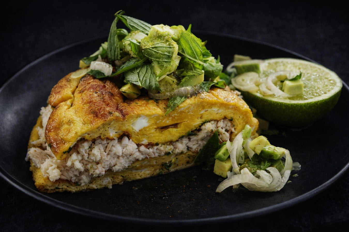 Crab Omelette With Avocado Salsa
