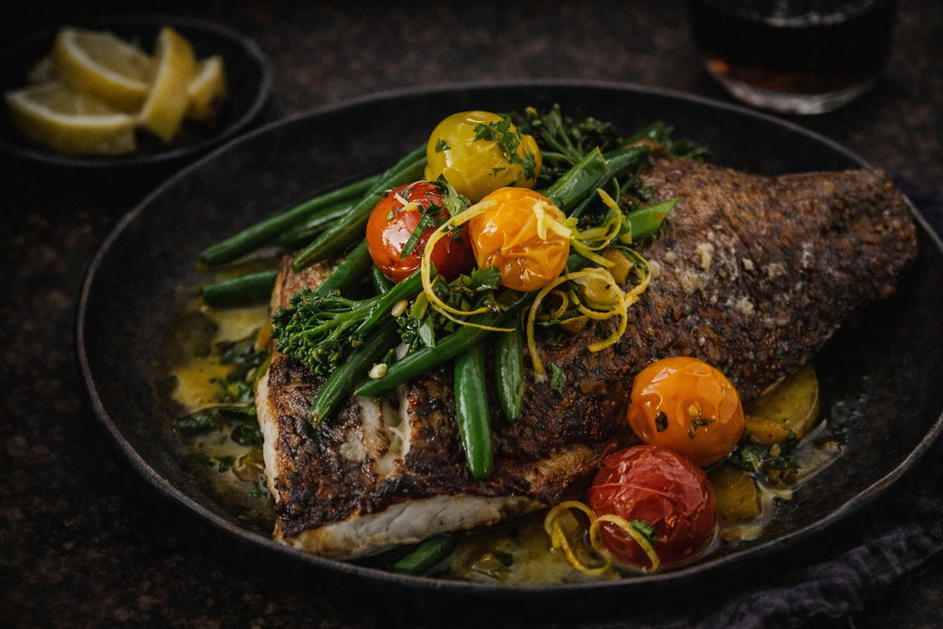 Crispy Skinned Barramundi With Garlic And Herb Oil