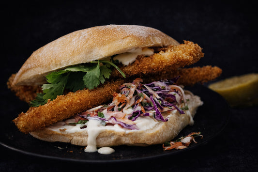 Crumbed Whiting Burgers With Cabbage Slaw And Coconut Mayo
