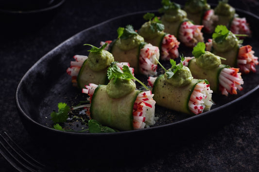 Cucumber Wrapped Snow Crab With Avocado Emulsion