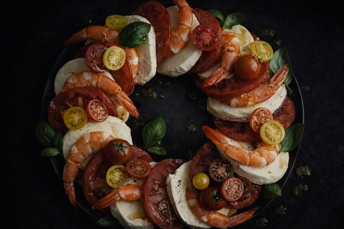Garlic Prawn Caprese Salad