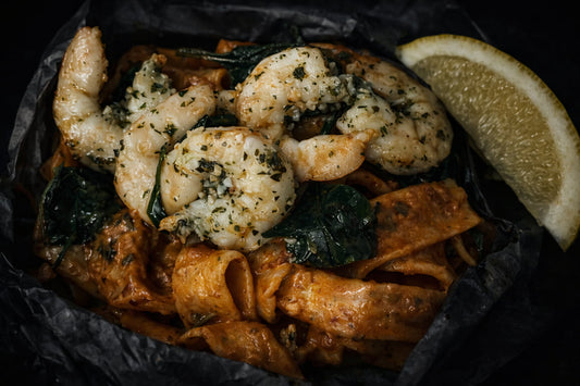 Garlic Prawn Pappardelle In A Bag