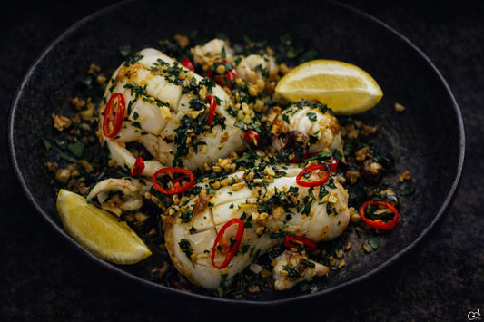 Grilled Squid With Garlic, Chili And Parsley