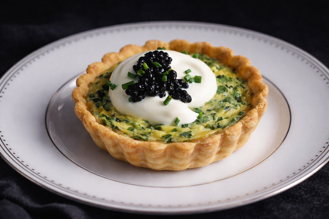 Herb And Creme Fraiche Tarts With Caviar