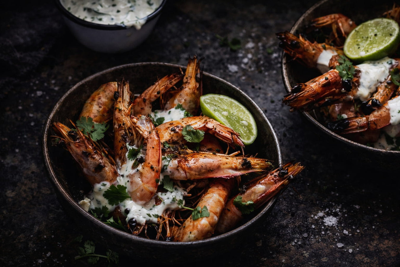 Keto Friendly Barbecued Banana Prawns With Herb Mayo