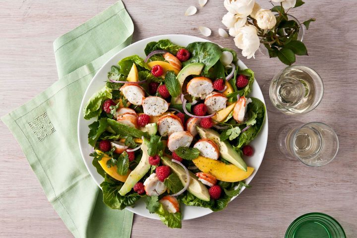Lobster And Summer Fruit Salad displayed on plate.