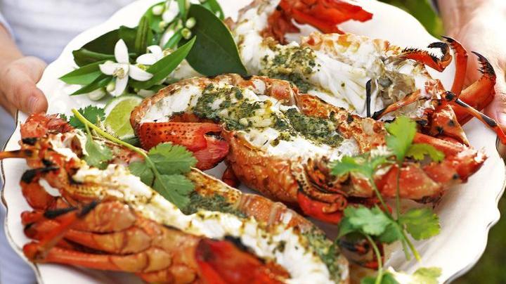 Lobster with Lime & Coriander Butter presented on a plate.