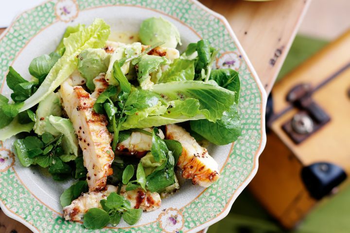 Moreton Bay Bug & Avocado Salad on a plate.