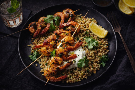 Moroccan Chermoula Prawns With Pearl Couscous