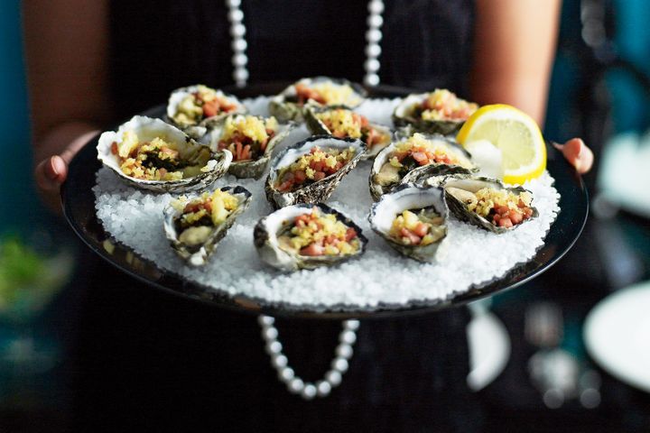 Oysters Rockefeller on ice.