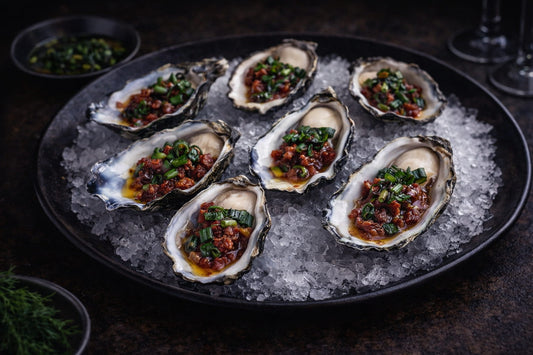 Oysters With Chorizo And Basil Dressing