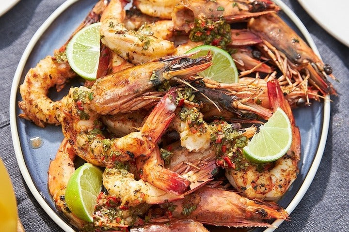 Paradise Prawns In Chilli Lime Sauce displayed on a plate.