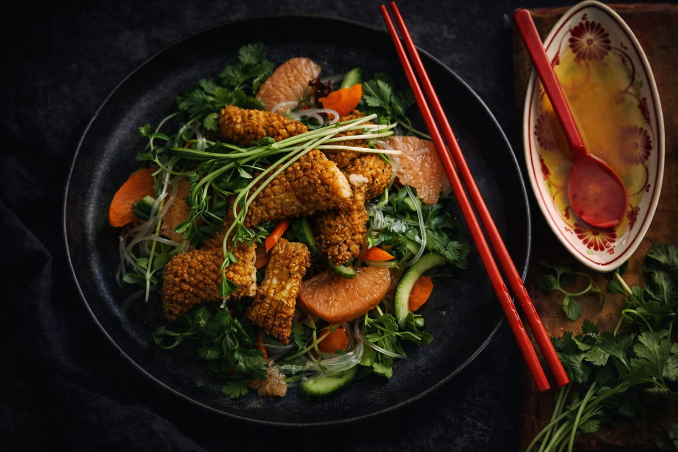 Salt And Pepper Squid And Noodle Salad
