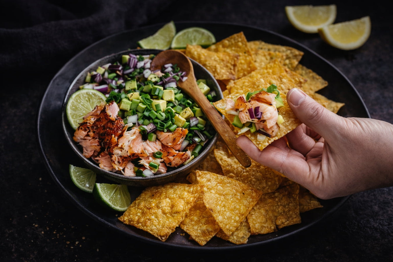 Smoked Salmon And Avocado Wonton Bites