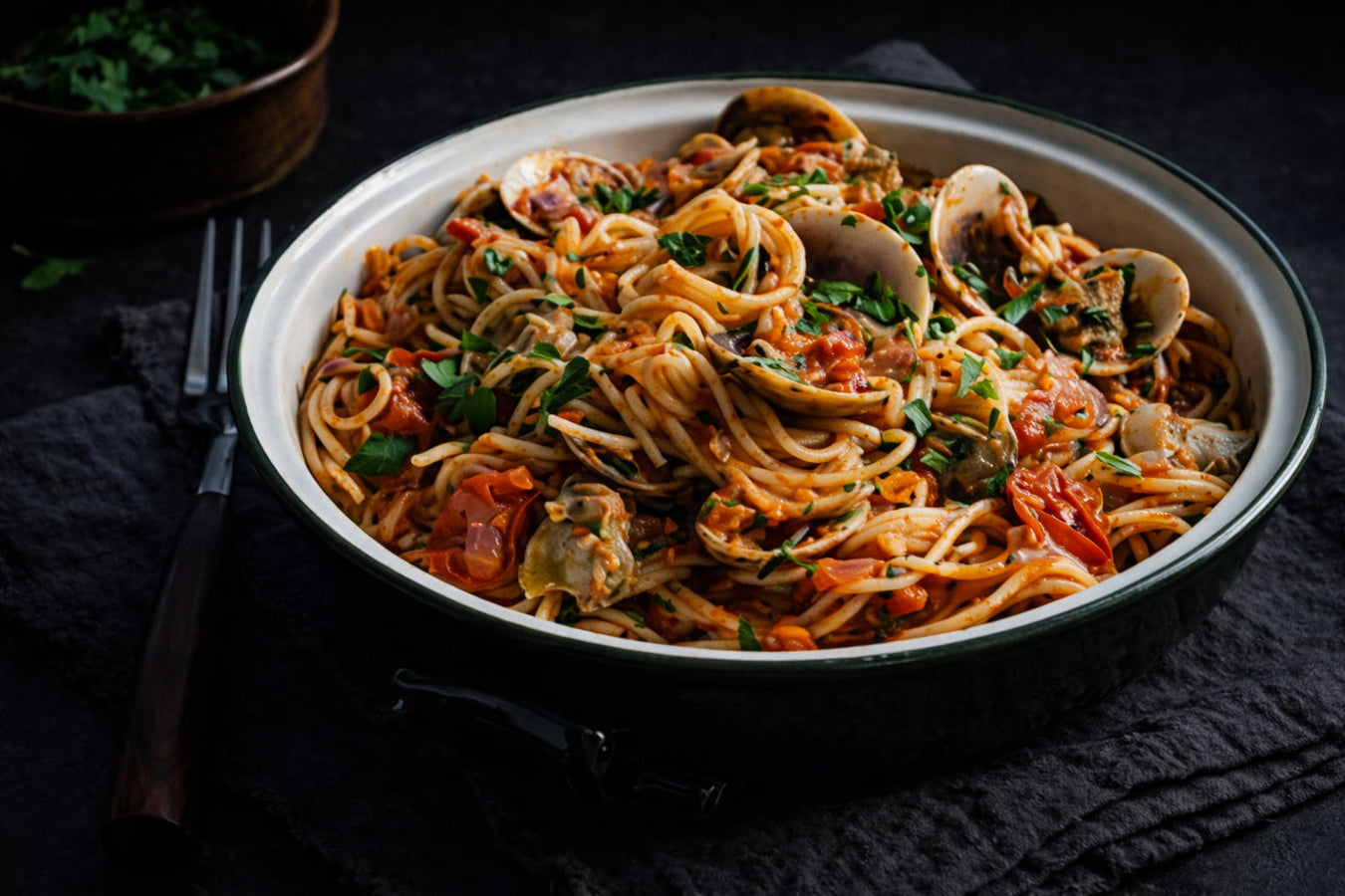 Spaghettini With Clams And Cherry Tomato