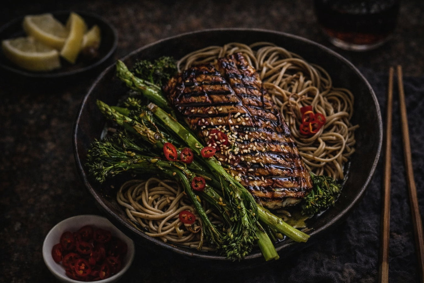 Teriyaki Barramundi With BBQ Greens And Soba Noodles