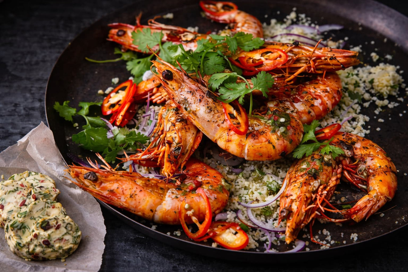 Tiger Prawns With Chermoula Butter