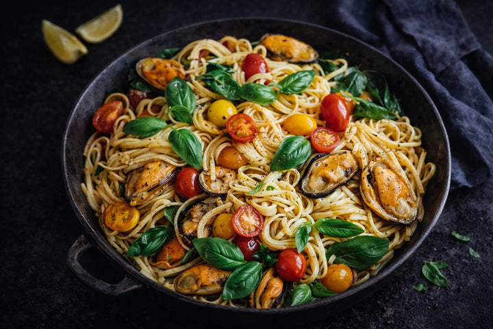 Tomato And Garlic Smoked Mussel Pasta