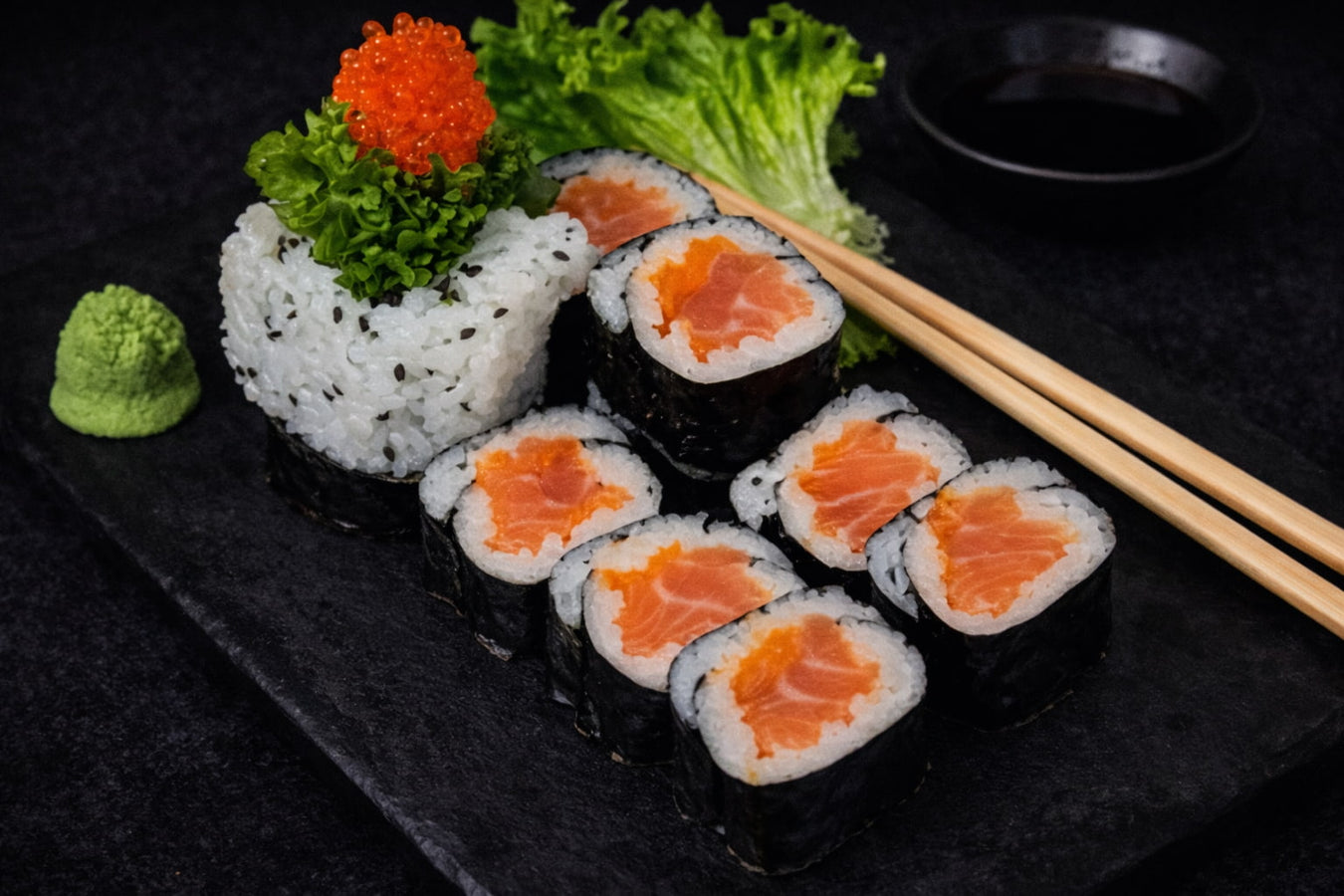Tuna And Vegetable Nori Rolls With Salmon Roe