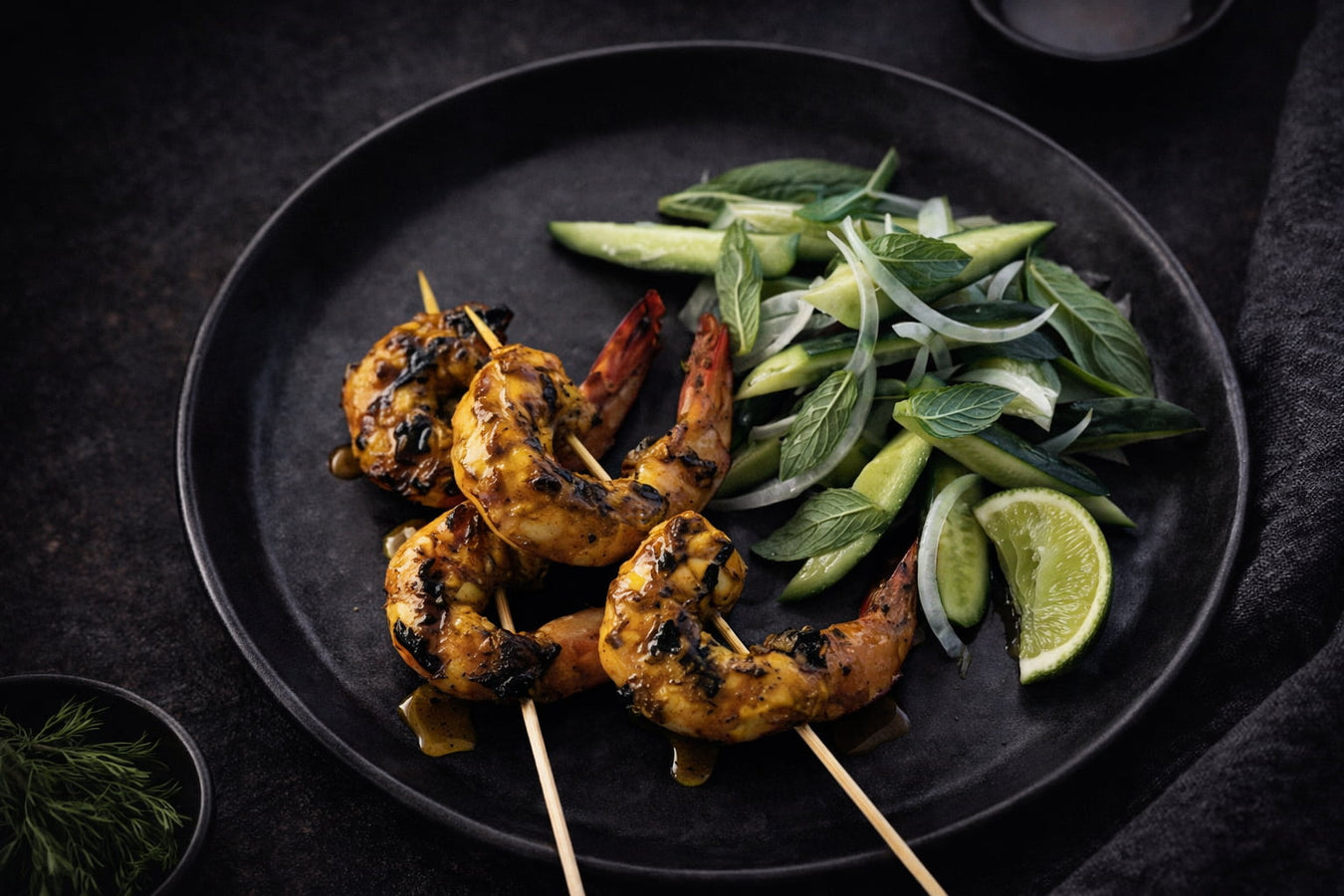 Turmeric Spiced Prawns With Yoghurt And Cucumber Salad