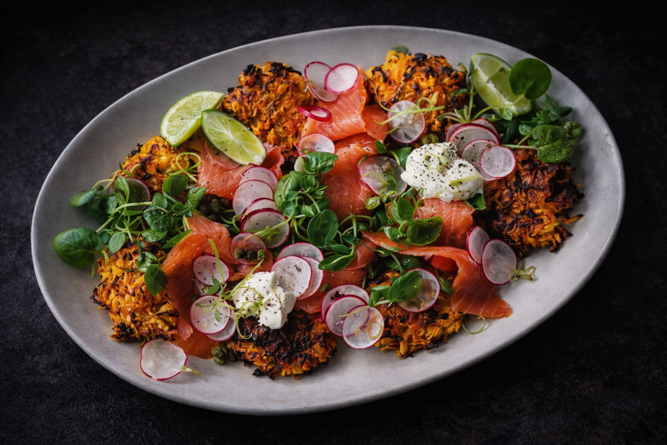 Veggie Rosti With Smoked Trout