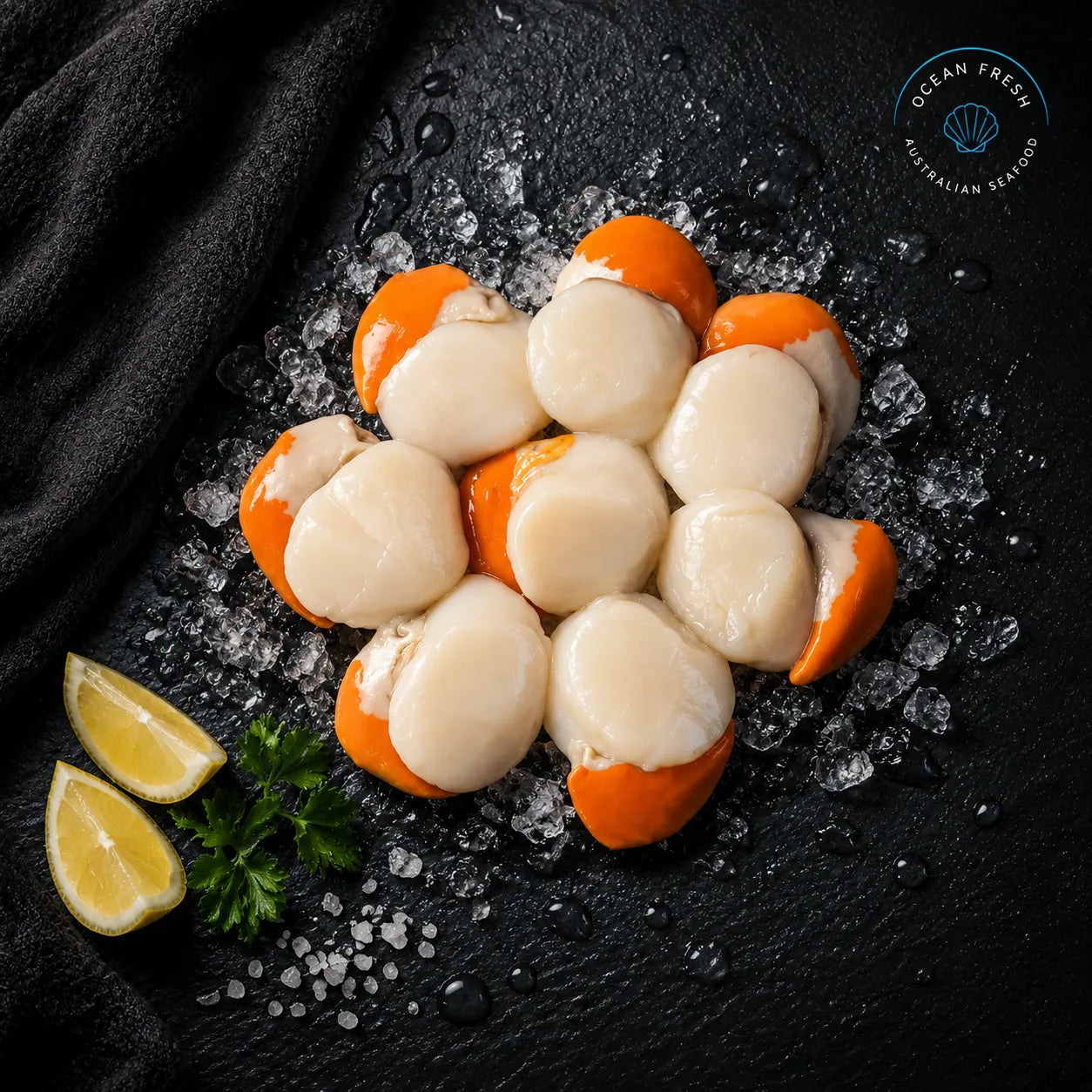 Fresh Tasmanian Scallop Meat - Roe On