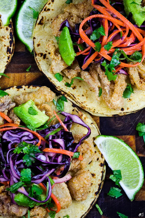 Squid Tacos with Sweet Chilli Slaw