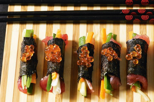 Tuna And Vegetable Nori Rolls With Salmon Roe